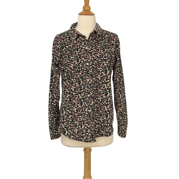 Trovata Birds of Paradis Button Up Shirt Roll Tab Sleeves Size S Cotton Corduroy - Picture 13 of 13